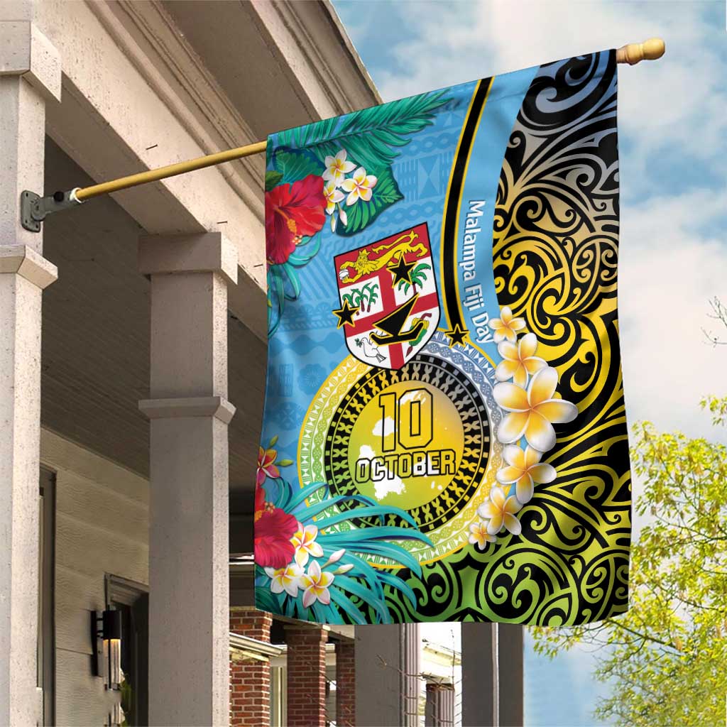Vanuatu Malampa Fiji Day Garden Flag Happy 10 October With Maps Tropical Flowers LT14 House Flag Blue - Polynesian Pride