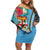 Vanuatu Malampa Fiji Day Off Shoulder Short Dress Happy 10 October With Maps Tropical Flowers