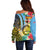 Vanuatu Malampa Fiji Day Off Shoulder Sweater Happy 10 October With Maps Tropical Flowers