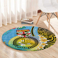 Vanuatu Malampa Fiji Day Round Carpet Happy 10 October With Maps Tropical Flowers LT14 - Polynesian Pride