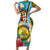 Vanuatu Malampa Fiji Day Short Sleeve Bodycon Dress Happy 10 October With Maps Tropical Flowers