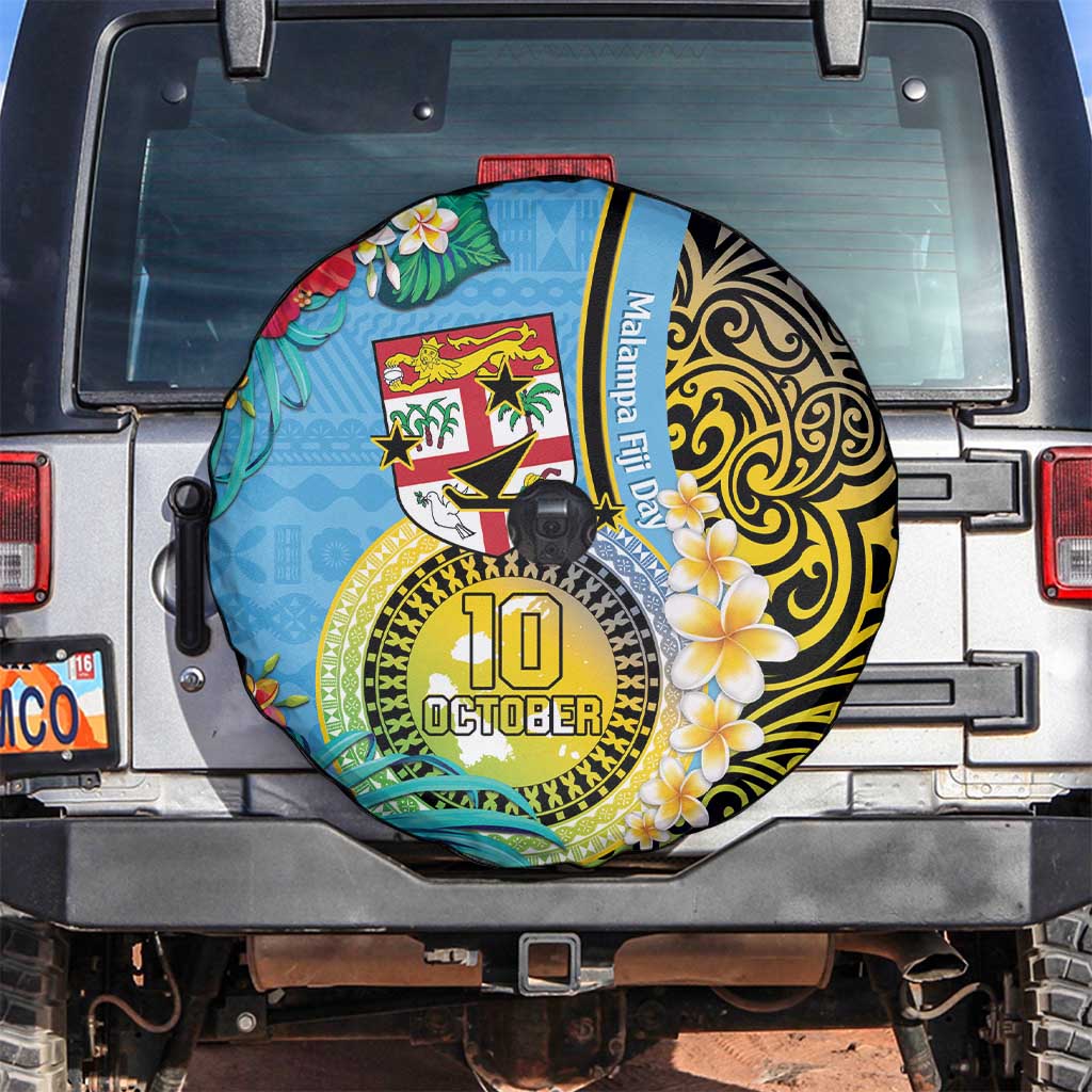 Vanuatu Malampa Fiji Day Spare Tire Cover Happy 10 October With Maps Tropical Flowers