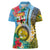 Vanuatu Malampa Fiji Day Women Polo Shirt Happy 10 October With Maps Tropical Flowers