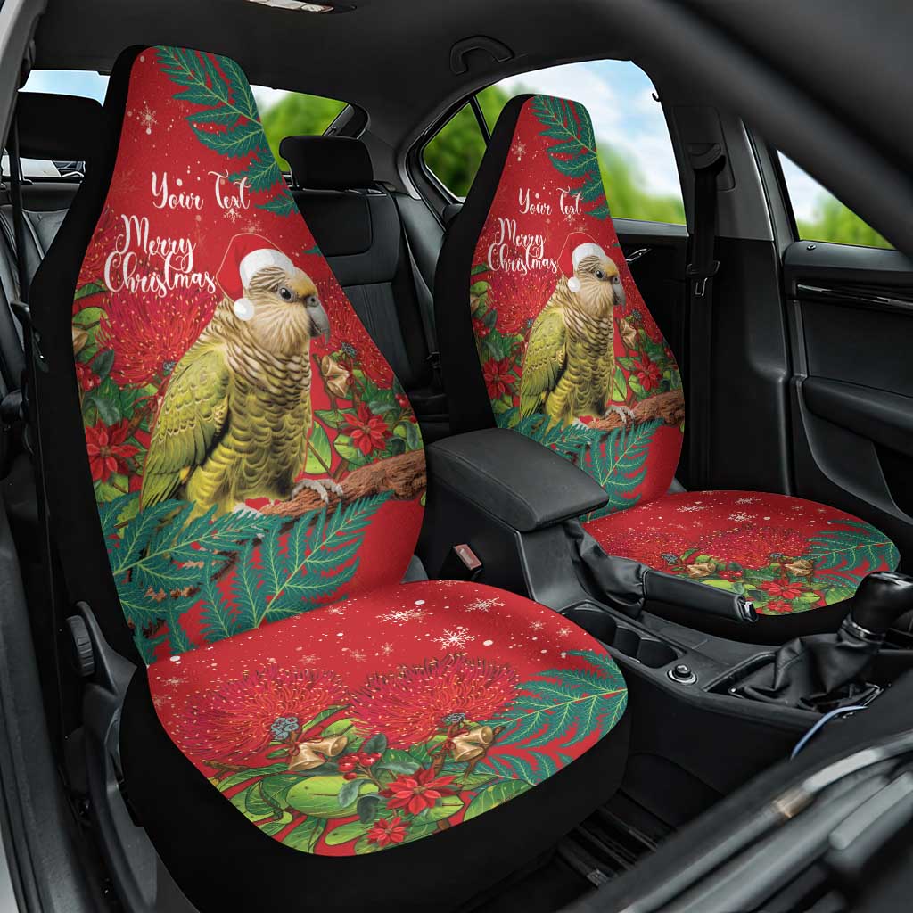 Personalised New Zealand Kakapo Christmas Car Seat Cover Meri Kirihimete Silver Fern Mix Pohutukawa