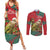 Personalised New Zealand Kakapo Christmas Couples Matching Summer Maxi Dress and Long Sleeve Button Shirt Meri Kirihimete Silver Fern Mix Pohutukawa