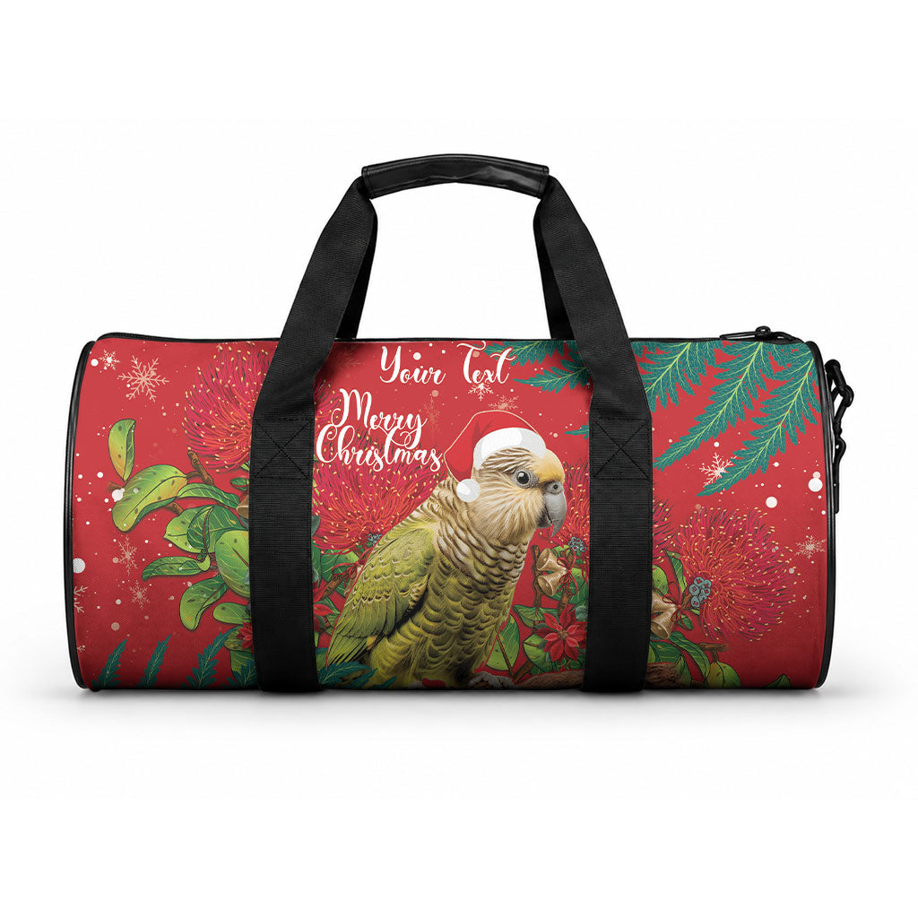 Personalised New Zealand Kakapo Christmas Duffle Bag Meri Kirihimete Silver Fern Mix Pohutukawa LT14 One size Red - Polynesian Pride