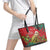 Personalised New Zealand Kakapo Christmas Leather Tote Bag Meri Kirihimete Silver Fern Mix Pohutukawa