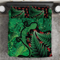 New Zealand Gecko Christmas Bedding Set Meri Kirihimete Paua Shell Mix Pohutukawa LT14 Green - Polynesian Pride