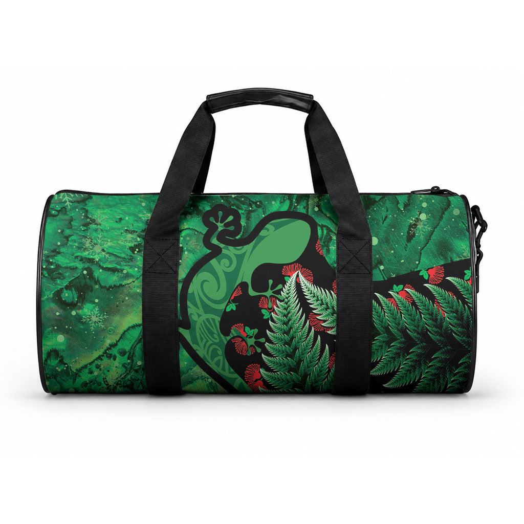 New Zealand Gecko Christmas Duffle Bag Meri Kirihimete Paua Shell Mix Pohutukawa LT14 One size Green - Polynesian Pride