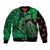 New Zealand Gecko Christmas Sleeve Zip Bomber Jacket Meri Kirihimete Paua Shell Mix Pohutukawa