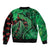 New Zealand Gecko Christmas Sleeve Zip Bomber Jacket Meri Kirihimete Paua Shell Mix Pohutukawa