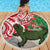 Personalised New Zealand Tuatara Christmas Beach Blanket Meri Kirihimete Aotearoa Maori Mix Pohutukawa