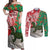 Personalised New Zealand Tuatara Christmas Couples Matching Off Shoulder Maxi Dress and Long Sleeve Button Shirt Meri Kirihimete Aotearoa Maori Mix Pohutukawa