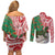 Personalised New Zealand Tuatara Christmas Couples Matching Off Shoulder Short Dress and Long Sleeve Button Shirt Meri Kirihimete Aotearoa Maori Mix Pohutukawa