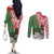 Personalised New Zealand Tuatara Christmas Couples Matching Off The Shoulder Long Sleeve Dress and Long Sleeve Button Shirt Meri Kirihimete Aotearoa Maori Mix Pohutukawa