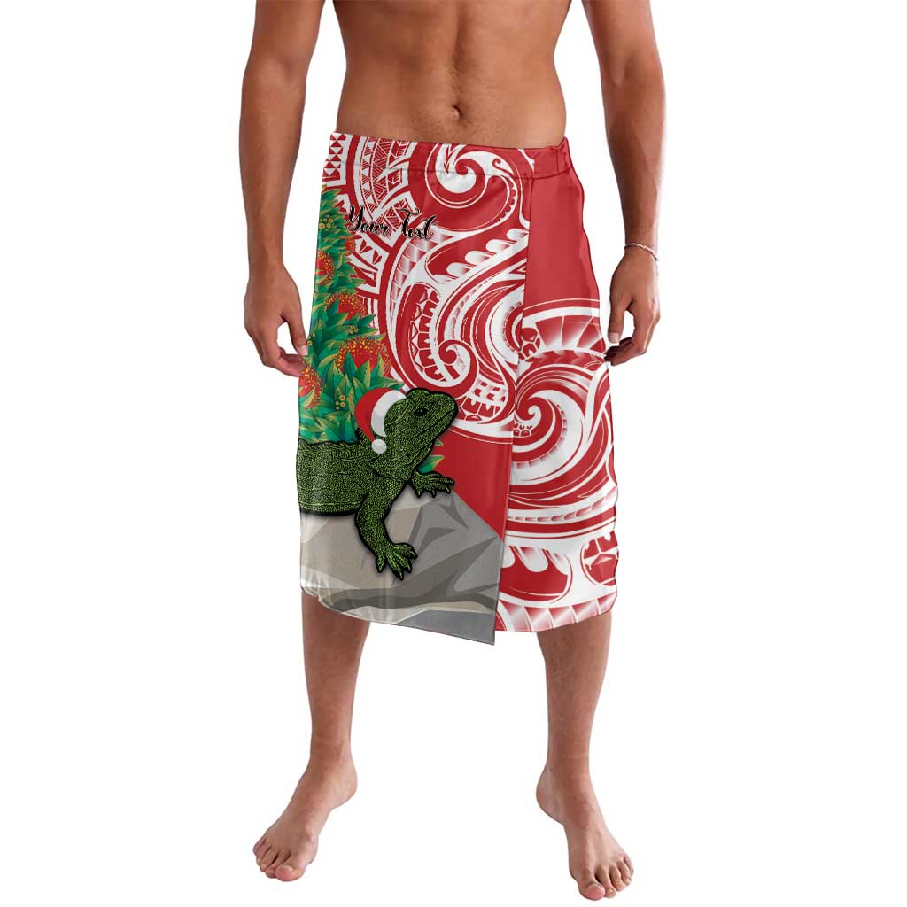 Personalised New Zealand Tuatara Christmas Lavalava Meri Kirihimete Aotearoa Maori Mix Pohutukawa LT14 Red - Polynesian Pride