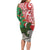 Personalised New Zealand Tuatara Christmas Long Sleeve Bodycon Dress Meri Kirihimete Aotearoa Maori Mix Pohutukawa