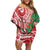 Personalised New Zealand Tuatara Christmas Off Shoulder Short Dress Meri Kirihimete Aotearoa Maori Mix Pohutukawa