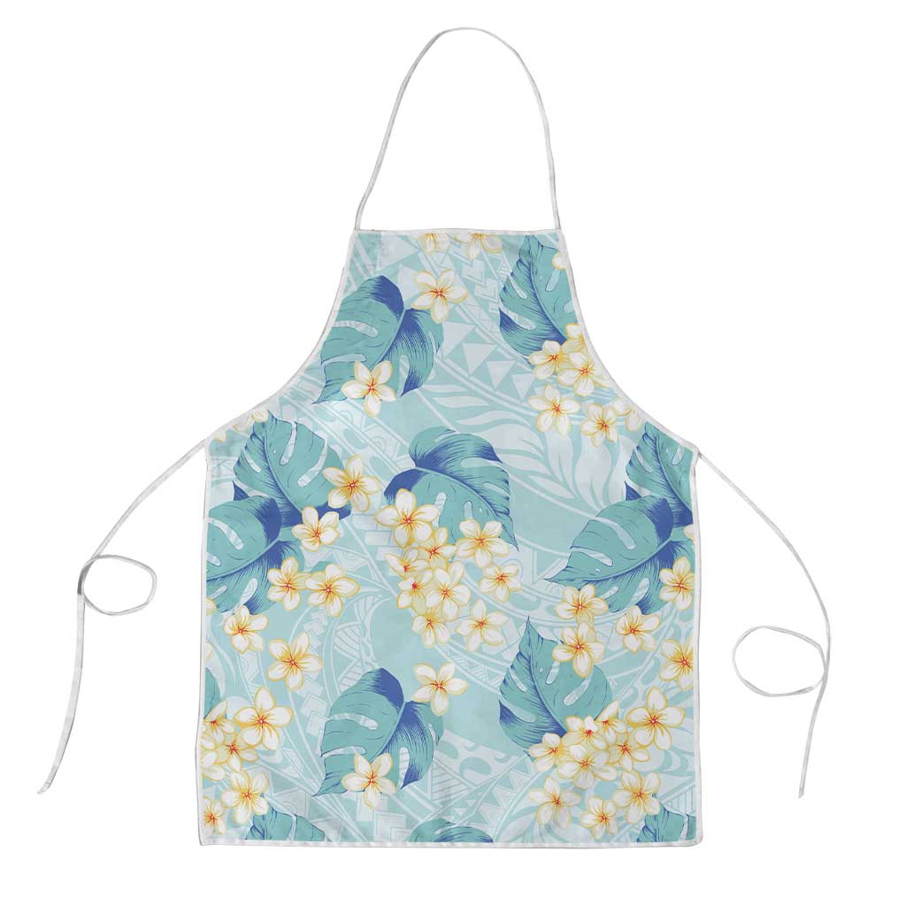 Pastel Cyan Tropical Hawaii Apron Seamless Monstera Plumeria Hawaiian Pattern LT14 Pastel Cyan - Polynesian Pride