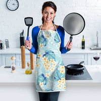 Pastel Cyan Tropical Hawaii Apron Seamless Monstera Plumeria Hawaiian Pattern LT14 - Polynesian Pride