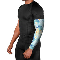 Pastel Cyan Tropical Hawaii Arm Sleeves Seamless Monstera Plumeria Hawaiian Pattern LT14 - Polynesian Pride