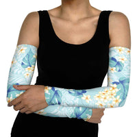 Pastel Cyan Tropical Hawaii Arm Sleeves Seamless Monstera Plumeria Hawaiian Pattern LT14 - Polynesian Pride