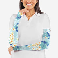 Pastel Cyan Tropical Hawaii Arm Sleeves Seamless Monstera Plumeria Hawaiian Pattern LT14 - Polynesian Pride