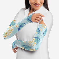 Pastel Cyan Tropical Hawaii Arm Sleeves Seamless Monstera Plumeria Hawaiian Pattern LT14 - Polynesian Pride