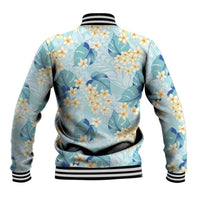 Pastel Cyan Tropical Hawaii Baseball Jacket Seamless Monstera Plumeria Hawaiian Pattern LT14 - Polynesian Pride