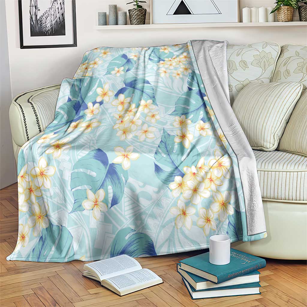 Pastel Cyan Tropical Hawaii Blanket Seamless Monstera Plumeria Hawaiian Pattern LT14 Pastel Cyan - Polynesian Pride