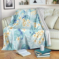Pastel Cyan Tropical Hawaii Blanket Seamless Monstera Plumeria Hawaiian Pattern LT14 Pastel Cyan - Polynesian Pride