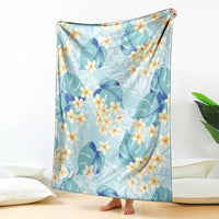 Pastel Cyan Tropical Hawaii Blanket Seamless Monstera Plumeria Hawaiian Pattern LT14 - Polynesian Pride