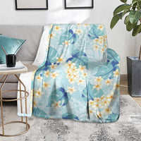 Pastel Cyan Tropical Hawaii Blanket Seamless Monstera Plumeria Hawaiian Pattern LT14 - Polynesian Pride