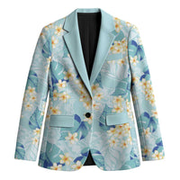 Pastel Cyan Tropical Hawaii Blazer Seamless Monstera Plumeria Hawaiian Pattern LT14 Unisex Pastel Cyan - Polynesian Pride