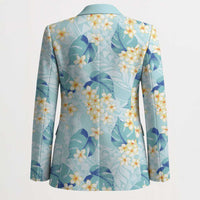 Pastel Cyan Tropical Hawaii Blazer Seamless Monstera Plumeria Hawaiian Pattern LT14 - Polynesian Pride