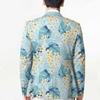 Pastel Cyan Tropical Hawaii Blazer Seamless Monstera Plumeria Hawaiian Pattern LT14 - Polynesian Pride