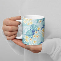 Pastel Cyan Tropical Hawaii Ceramic Mug Seamless Monstera Plumeria Hawaiian Pattern LT14 - Polynesian Pride
