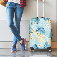 Pastel Cyan Tropical Hawaii Luggage Cover Seamless Monstera Plumeria Hawaiian Pattern LT14 - Polynesian Pride
