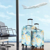 Pastel Cyan Tropical Hawaii Luggage Cover Seamless Monstera Plumeria Hawaiian Pattern LT14 - Polynesian Pride