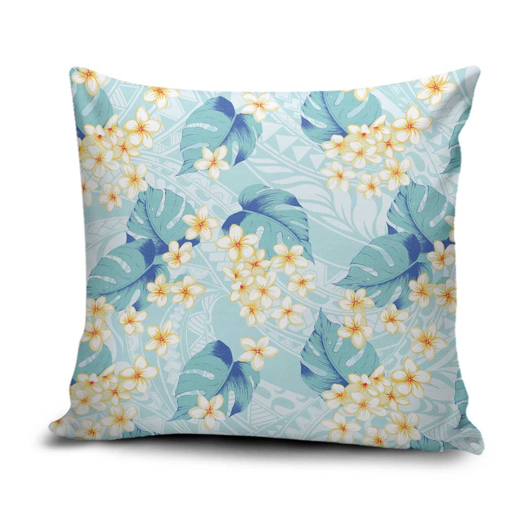 Pastel Cyan Tropical Hawaii Pillow Cover Seamless Monstera Plumeria Hawaiian Pattern LT14 Pastel Cyan - Polynesian Pride