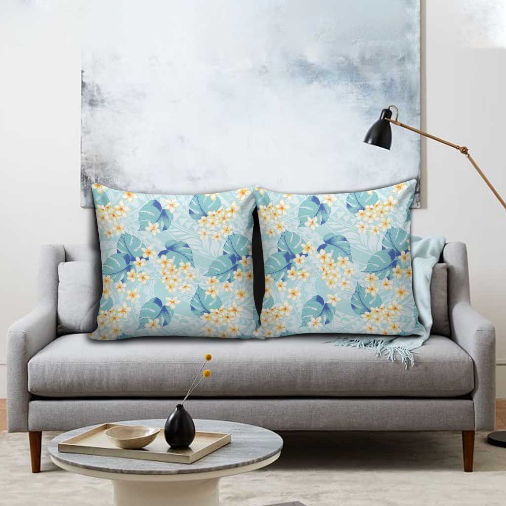 Pastel Cyan Tropical Hawaii Pillow Cover Seamless Monstera Plumeria Hawaiian Pattern LT14 - Polynesian Pride