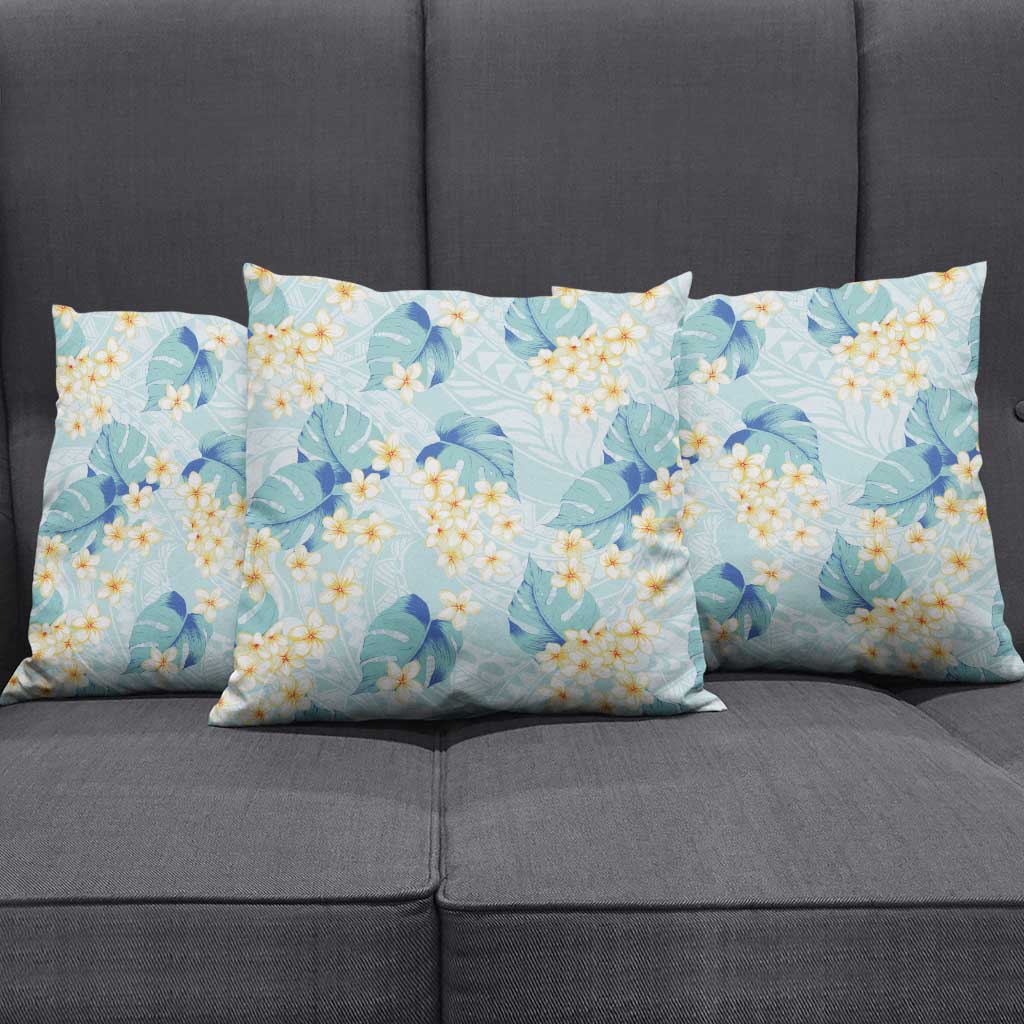 Pastel Cyan Tropical Hawaii Pillow Cover Seamless Monstera Plumeria Hawaiian Pattern LT14 - Polynesian Pride