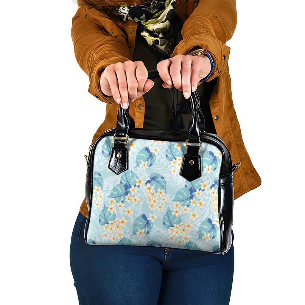 Pastel Cyan Tropical Hawaii Shoulder Handbag Seamless Monstera Plumeria Hawaiian Pattern LT14 One Size Pastel Cyan - Polynesian Pride