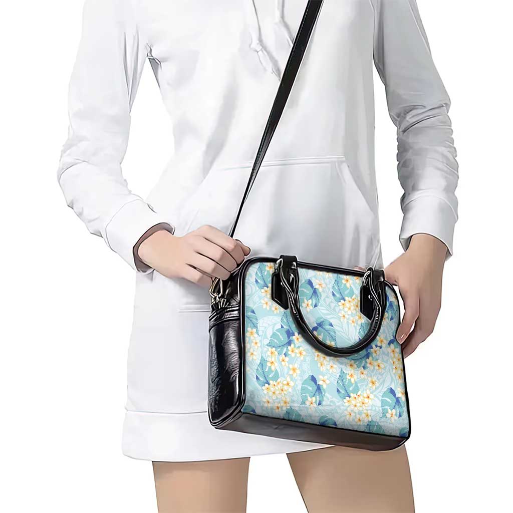 Pastel Cyan Tropical Hawaii Shoulder Handbag Seamless Monstera Plumeria Hawaiian Pattern LT14 - Polynesian Pride