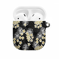 Black Tropical Hawaii AirPods Case Seamless Monstera Plumeria Hawaiian Pattern LT14 Black - Polynesian Pride