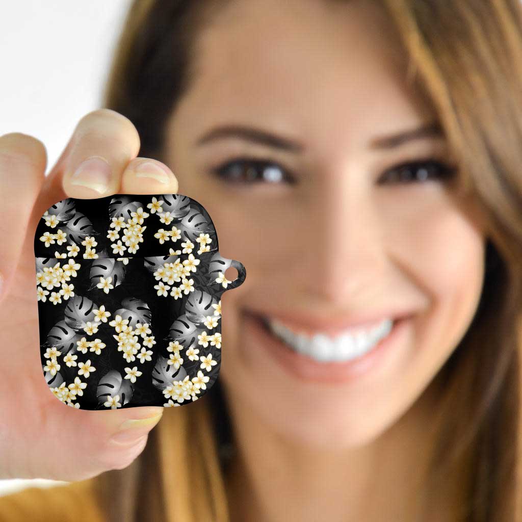 Black Tropical Hawaii AirPods Case Seamless Monstera Plumeria Hawaiian Pattern LT14 - Polynesian Pride