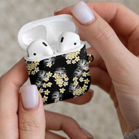 Black Tropical Hawaii AirPods Case Seamless Monstera Plumeria Hawaiian Pattern LT14 - Polynesian Pride
