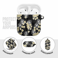 Black Tropical Hawaii AirPods Case Seamless Monstera Plumeria Hawaiian Pattern LT14 - Polynesian Pride