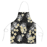 Black Tropical Hawaii Apron Seamless Monstera Plumeria Hawaiian Pattern LT14 Black - Polynesian Pride
