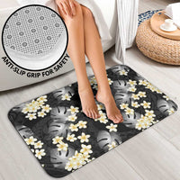 Black Tropical Hawaii Bathroom Set Seamless Monstera Plumeria Hawaiian Pattern LT14 - Polynesian Pride
